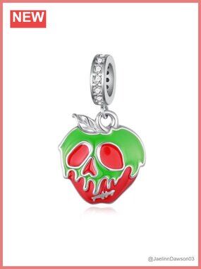 925 Sterling Silver Poison Apple Charm Skull Bead for Bracelet